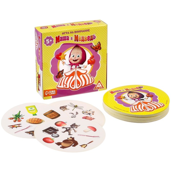 Карточная игра на скорость и реакцию Карточная игра на скорость и реакцию "Дуббль. Смотри-хватай", 55 карт, 5+, Маша и Медведь