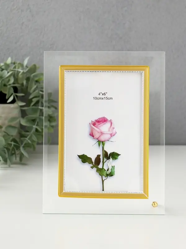 Фоторамка стекло 10х15 см "Золотой кант" вертикаль 15,5х20,5 см