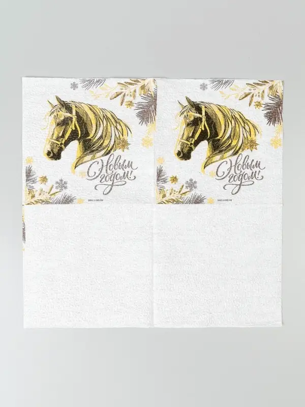 Салфетки бумажные «Золотая лошадь», однослойные, 24×24 см, набор 20 шт.