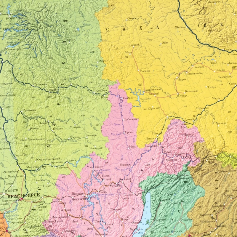 Карта настенная Россия политико-администр Globen,1:4,5млн,1980x1340,КН094