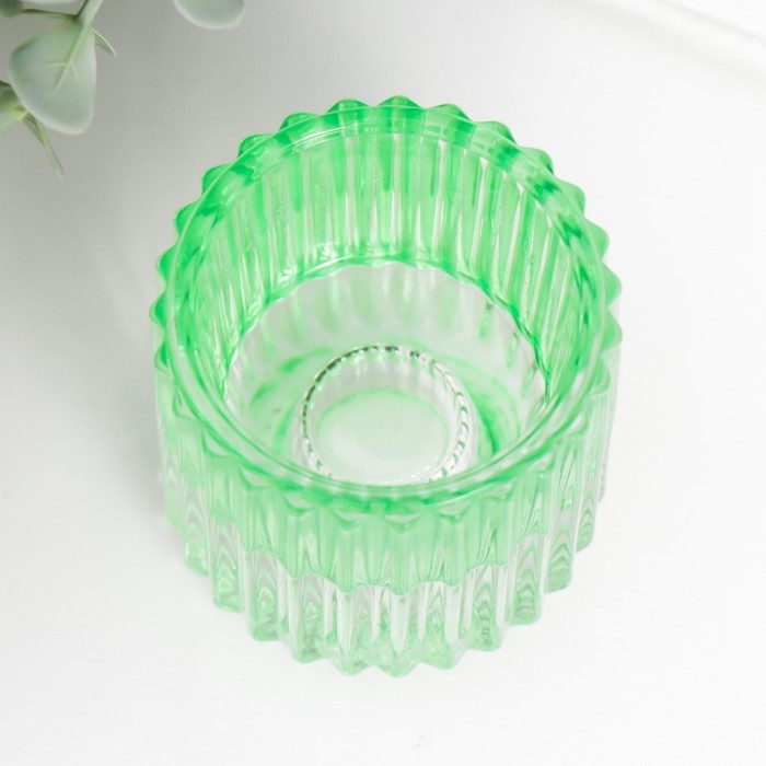 Стеклянный подсвечник на 1 свечу «Долли», d=2.5 см, 4 см, салатовый, 6×5×5 см