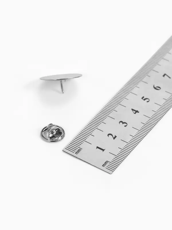 Основа для броши/значка круглая, (набор 5 шт.), площадка 2 см, цвет серебро