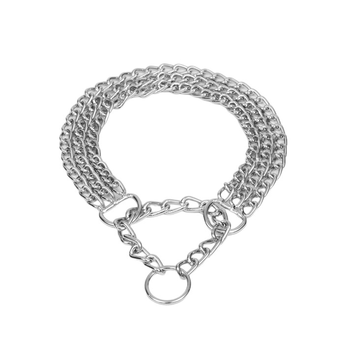 Ошейник - полуудавка металлический трехрядный, 50 см, толщина проволоки 2,5 мм Ошейник - полуудавка металлический трехрядный, 50 см, толщина проволоки 2,5 мм