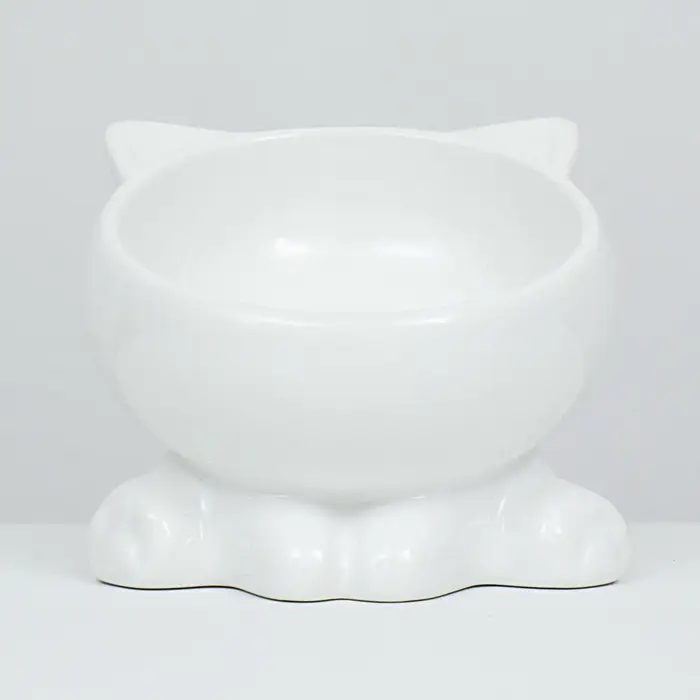 Миска керамическая &laquo;Киса&raquo; на подставке-лапках 200 мл 13&times;12&times;8 см, белая