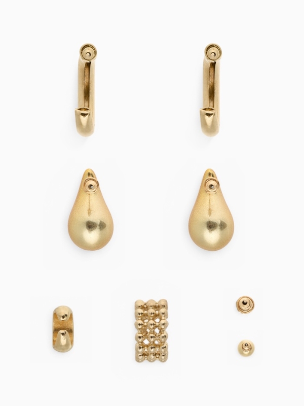 Набор серьги и каффы 8 шт. «Кольца» капли, цвет золото