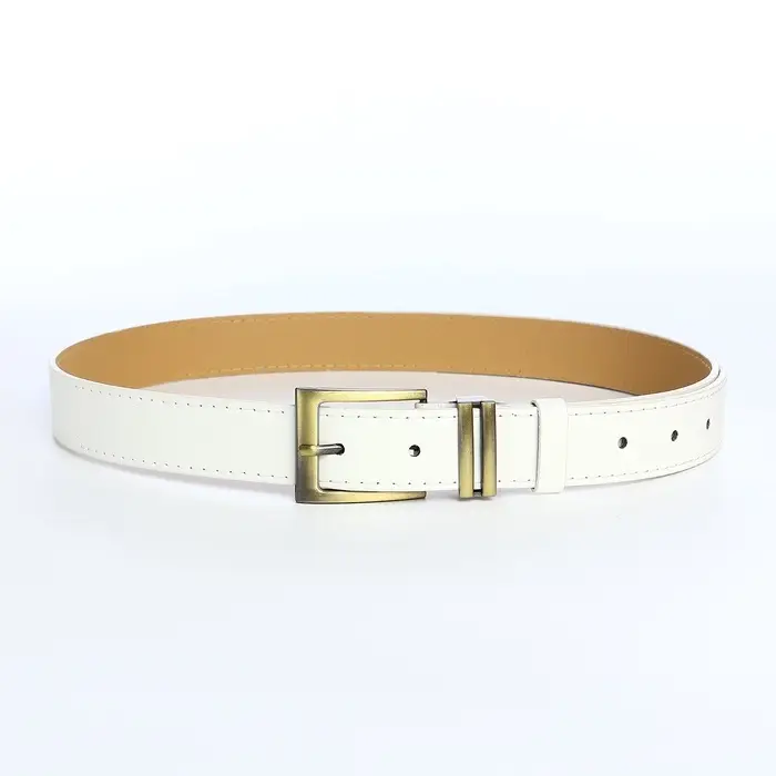 Ремень женский с винтом, 110&times;2.5 см, пряжка металл, золотистая, белый