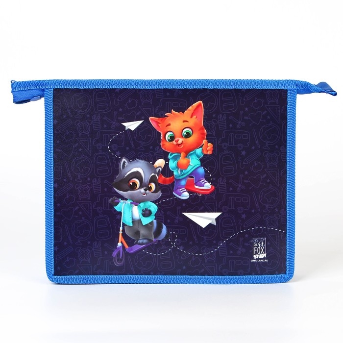 Папка для тетрадей А5 на молнии сверху пластик ПМ-А5-29 «Зверята»