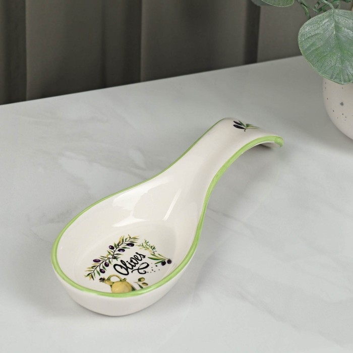 Подставка керамическая под ложку Доляна «Олива», 21,5×7,5 см Подставка керамическая под ложку Доляна «Олива», 21,5×7,5 см