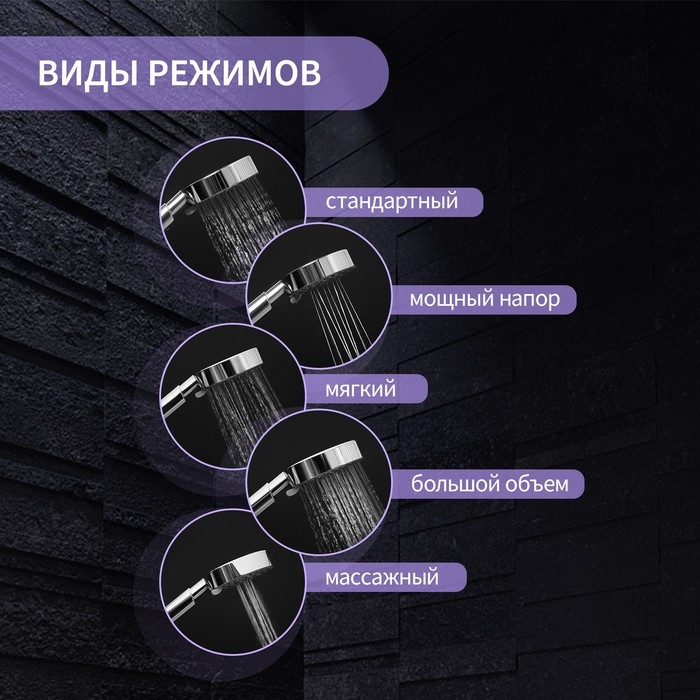 Душевая лейка ZEIN Z0501, пластик, средняя, 5 режимов, хром Душевая лейка ZEIN Z0501, пластик, средняя, 5 режимов, хром