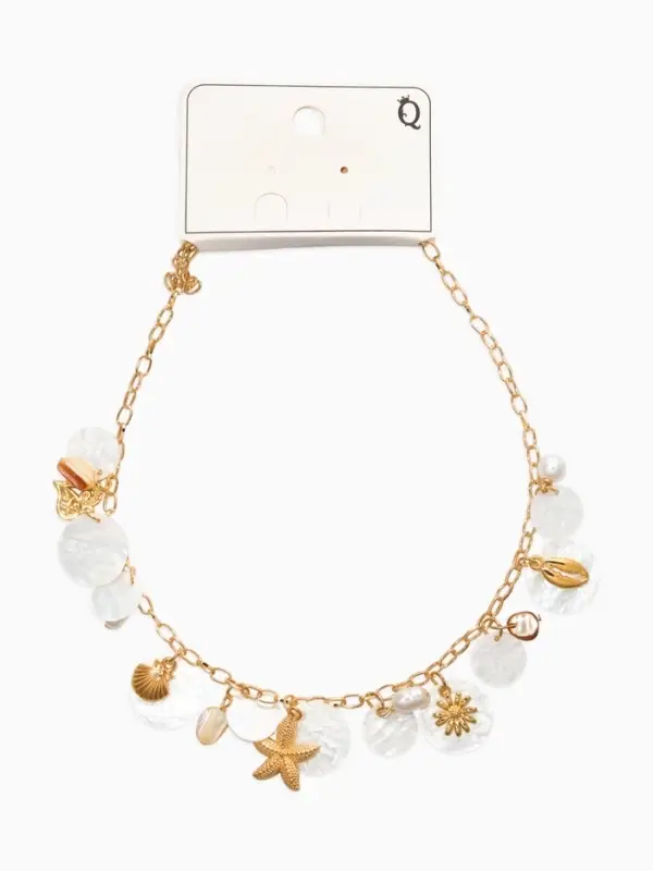 Колье "Летний вайб" ракушка, цвет белый в золоте