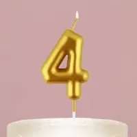 Свеча для торта, цифра «4», золото, 9,5 х 4 см