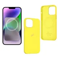 Чехол iPh 14 Plus Silicon Case 100% ORG Yellow (MagSafe + анимация NFC Clear) c LOGO