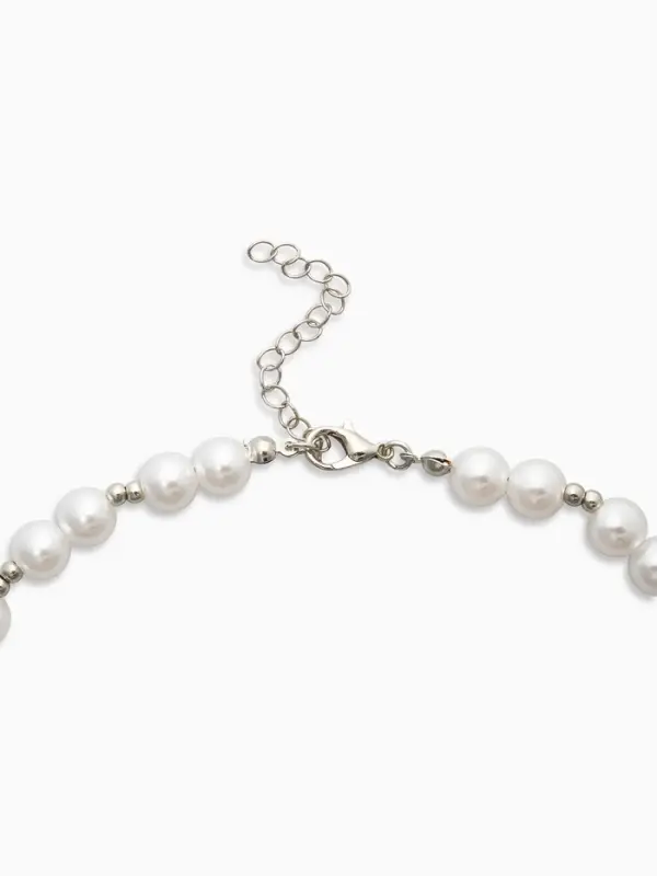 Кулон на жемчужных бусах &laquo;Морская звезда&raquo;, 55 см, белый в серебре