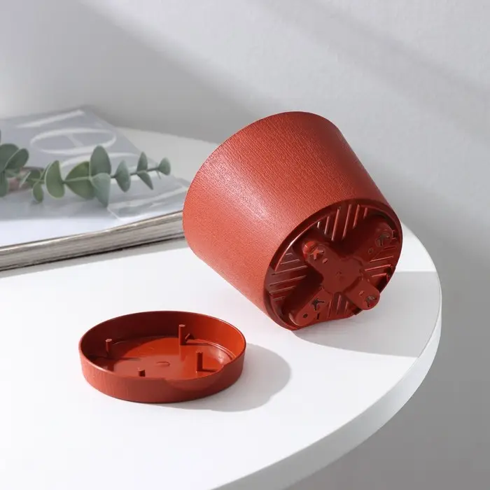 Горшок для цветов с прикорневым поливом «Альянс», 0.4 л, d=10 см, h=8.5 см, пластиковый, цвет терракот Горшок для цветов с прикорневым поливом «Альянс», 0.4 л, d=10 см, h=8.5 см, пластиковый, цвет терракот