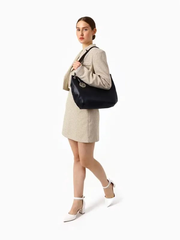 Сумка - мешок женская TEXTURA, на молнии, 36&times;10&times;28 см, чёрная