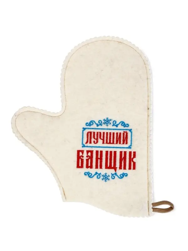 Рукавица для бани вышивка Рукавица для бани вышивка "Лучший банщик", белая