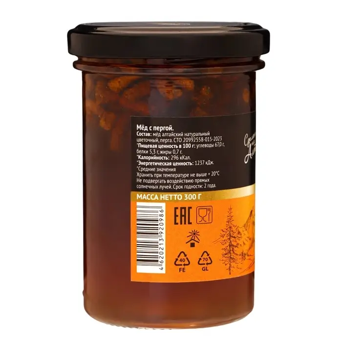 Мёд алтайский с пергой, 300 г Мёд алтайский с пергой, 300 г