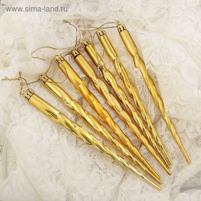 Украшение ёлочное Украшение ёлочное "Сосулька - завитулька" (набор 7 шт) 19 см, золото