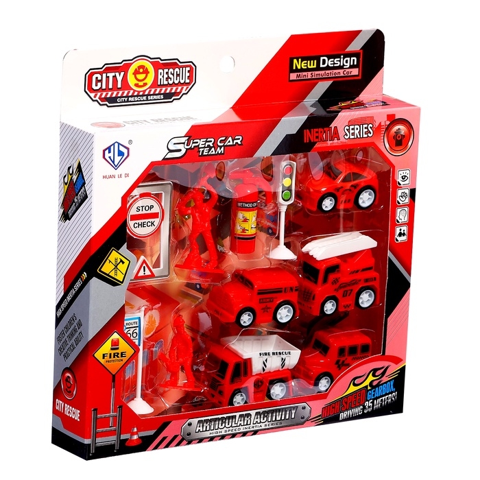 Набор детских машинок «Пожарная служба», инерция, 5 шт., аксессуары Набор детских машинок «Пожарная служба», инерция, 5 шт., аксессуары