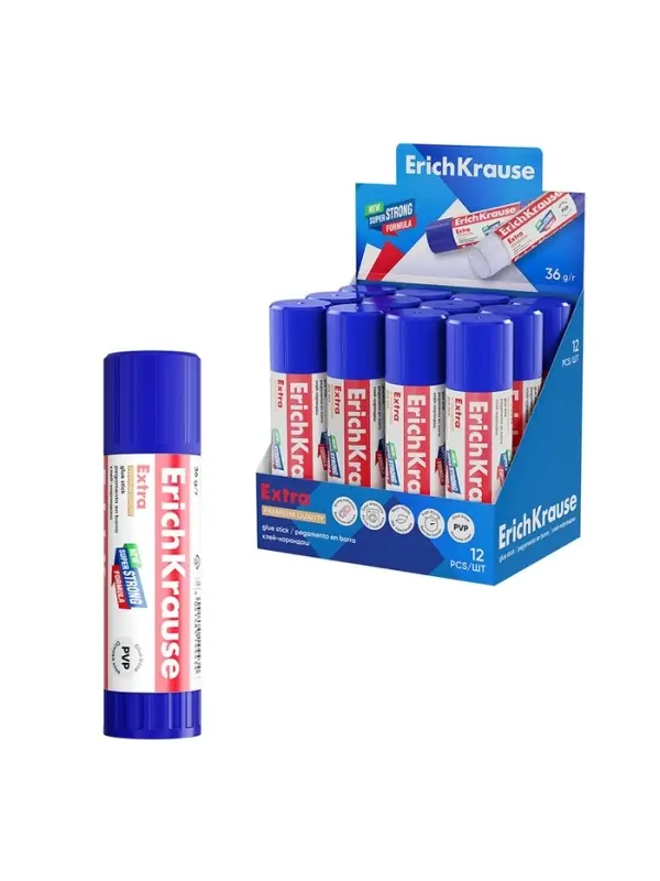 Клей-карандаш, ErichKrause Extra, PVP, усиленный, 36 г