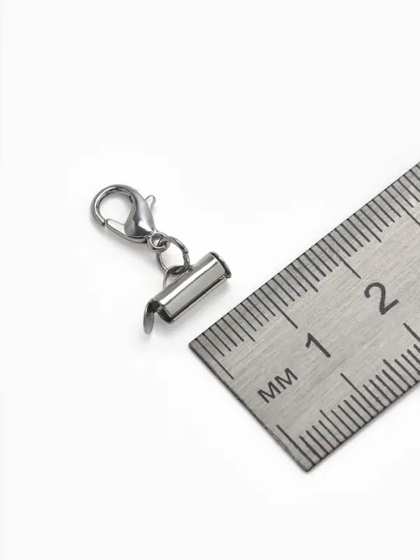 Концевик для браслета из бисера (пара) QF, 10 мм, металл, с цепочкой удлинителем, цвет серебро