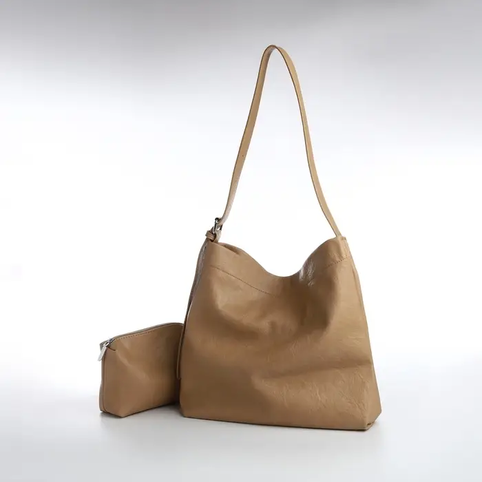 Сумка - мешок женская на магните, 31&times;8.5&times;30 см, бежевая