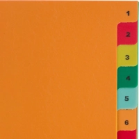 Разделитель листов с индексами Комус, А4, цифровой 1-20, цветн.пластик