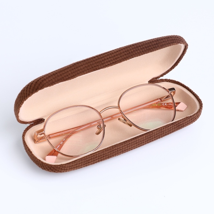 Футляр для очков на хлопушке, длина 16 см, цвет коричневый Футляр для очков на хлопушке, длина 16 см, цвет коричневый