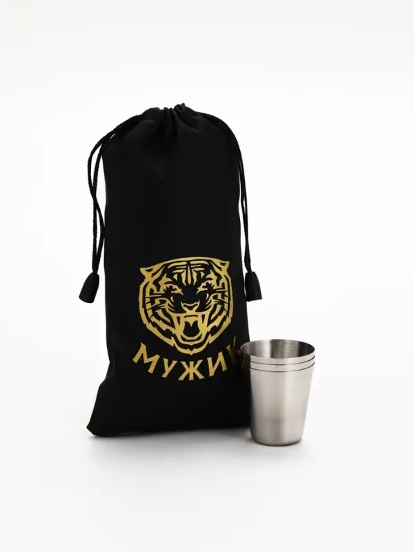 Стопки в чехле &laquo;Тигр&raquo;: нержавеющая сталь, набор 3 шт.&times;30 мл