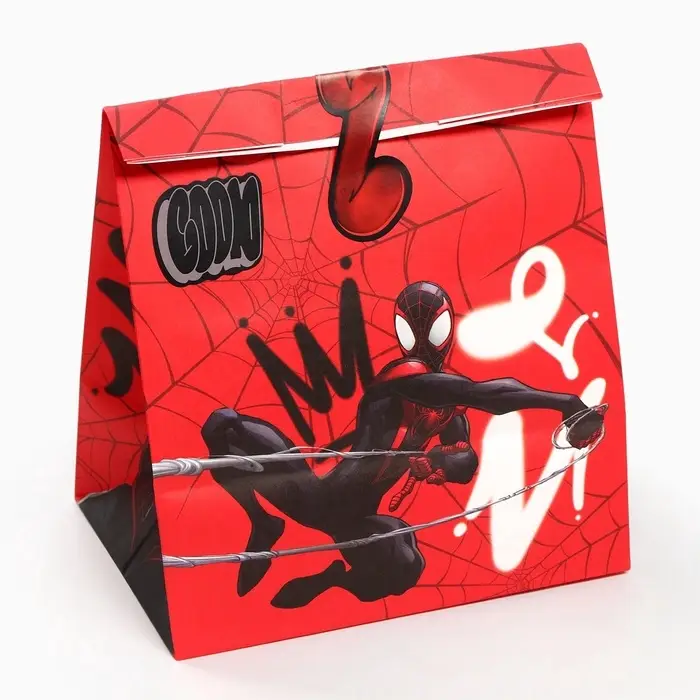 Пакет подарочный крафтовый со стикерами,, набор 3 шт., 18&times;22&times;12 см, &laquo;Супергерой&raquo;