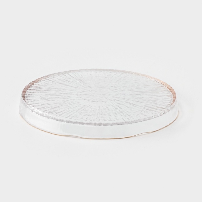 Тарелка десертная Magistro Water lily, d=15 см, стекло, с золотой каймой, прозрачная