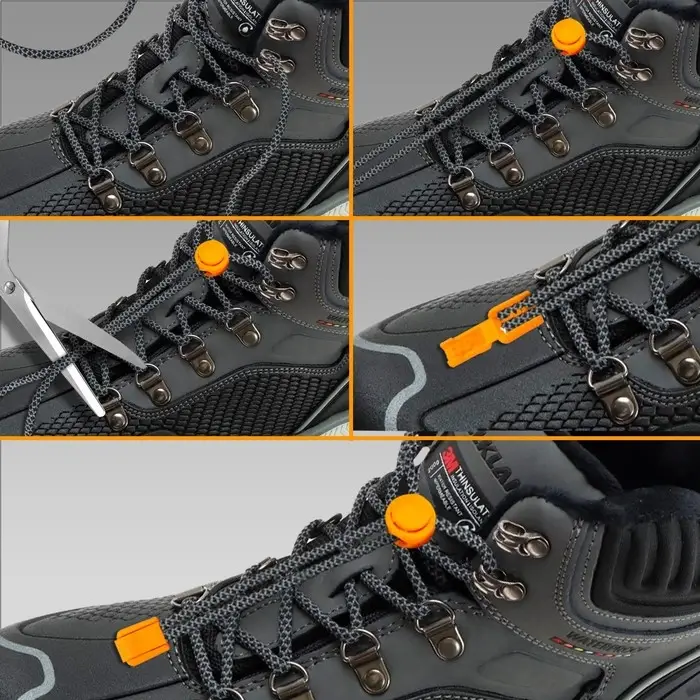 Набор для шнурков, d=5 мм, фиксатор и наконечник, 2 пары, оранжевый Набор для шнурков, d=5 мм, фиксатор и наконечник, 2 пары, оранжевый