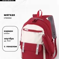Рюкзак для подростка, повседневный, с пеналом, мягкий, 31&times;14&times;44 см, бордовый