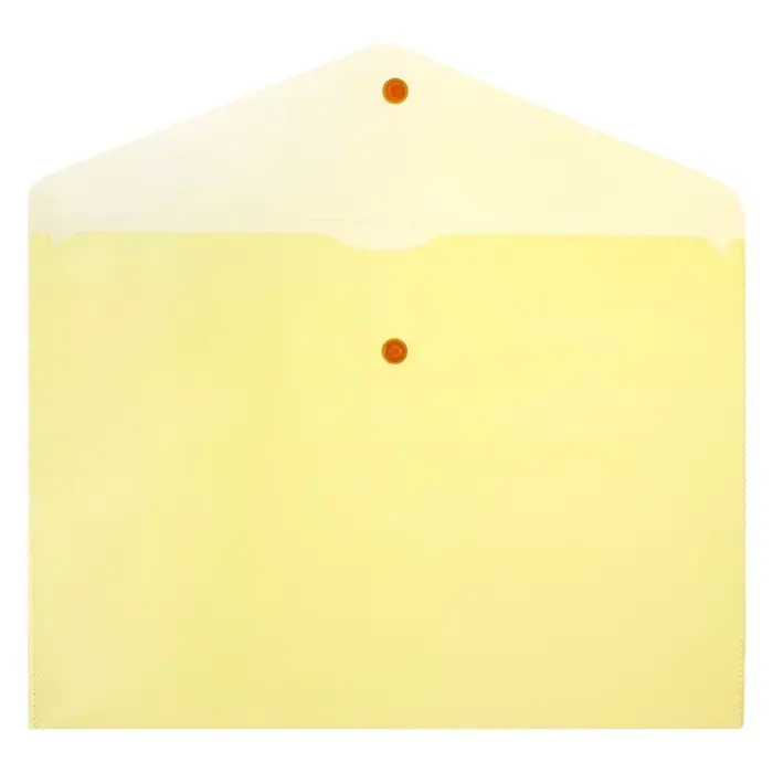 Набор папок-конвертов на кнопке 5 штук, А4, 120 мкм, Calligrata, прозрачные, желтые