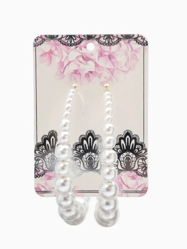 Серьги кольца с жемчугом QF &laquo;Нежность жемчуга&raquo;, d=8 см, белые в золоте