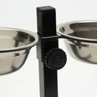 Подставка с мисками, 2&times;250 мл, высота 25 см, разборная, чёрная