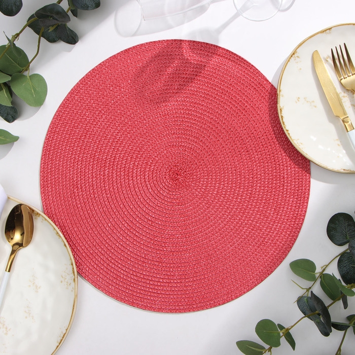 Салфетка сервировочная Доляна "Классика", цв.бордо, d 38см