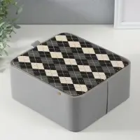 Шкатулка для украшений &laquo;Клетка&raquo;, с зеркалом, искусственная кожа, серая, 20&times;22.5&times;9.5 см