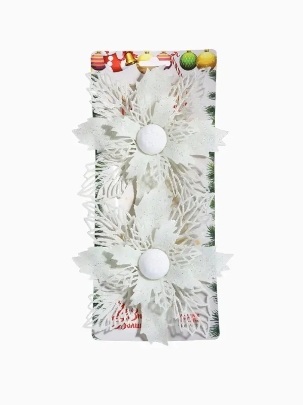 Ёлочные игрушки 2 шт. &laquo;Зимнее волшебство. Снежный цветок&raquo; пластик, 15 см, белый