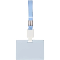 Бейдж Deli 64802 гориз.,с держат.,вкладыш:54x89мм,влагозащ.,голубой,блистер