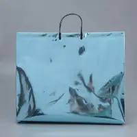 Пакет подарочный ПВХ, голография, голубой, пластиковая ручка, 50&times;42&times;12 см