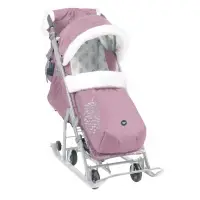Санки - коляска Nika Kids &laquo;Ника детям 7-5K&raquo;, с чехлом для ног, муфта, пыльно-розовый с шишкой