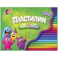 Пластилин 80цв (40цв классический+40цв восковой) 690г Луч, со стеком
