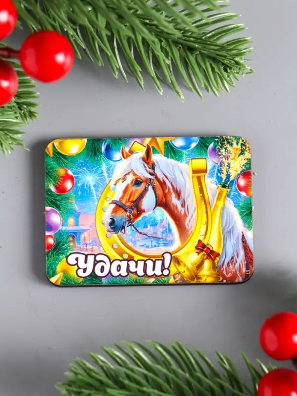 Набор новогодних магнитов 6 шт " Любви и нежности" 6,5х4 см