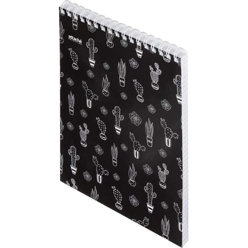 Блокнот А5,80л,кл,греб,карт.обл+УФ-лак Attache Selection LLAMAS черный