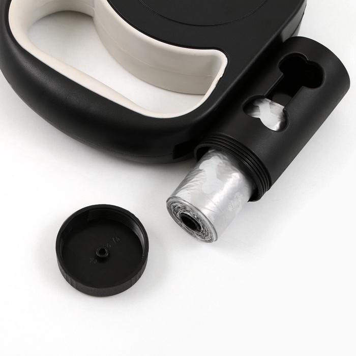 Рулетка «Косточка» с фонарем и отсеком для пакетов, 4,5 м, вес животного до 20 кг, черная Рулетка «Косточка» с фонарем и отсеком для пакетов, 4,5 м, вес животного до 20 кг, черная