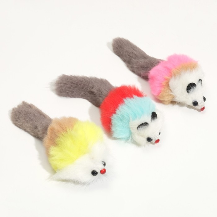 Мышь из искусственного меха, до 17 см с хвостом, микс цветов Мышь из искусственного меха, до 17 см с хвостом, микс цветов