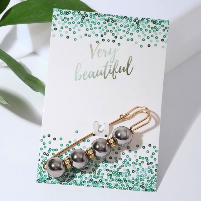 Булавка «Квартет» шар №14, 8 см, цвет глянцевый серый в золоте Булавка «Квартет» шар №14, 8 см, цвет глянцевый серый в золоте