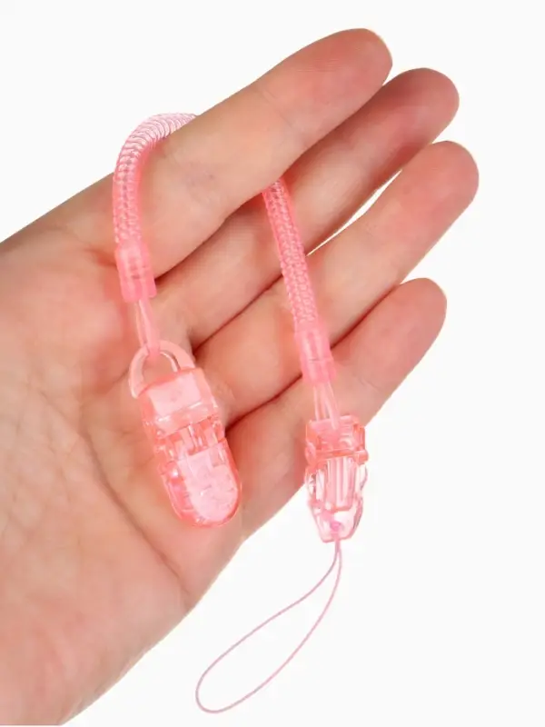 Держатель для соски - пустышки, пружинка, 2 шт., прозрачный, розовый, Крошка Я Держатель для соски - пустышки, пружинка, 2 шт., прозрачный, розовый, Крошка Я