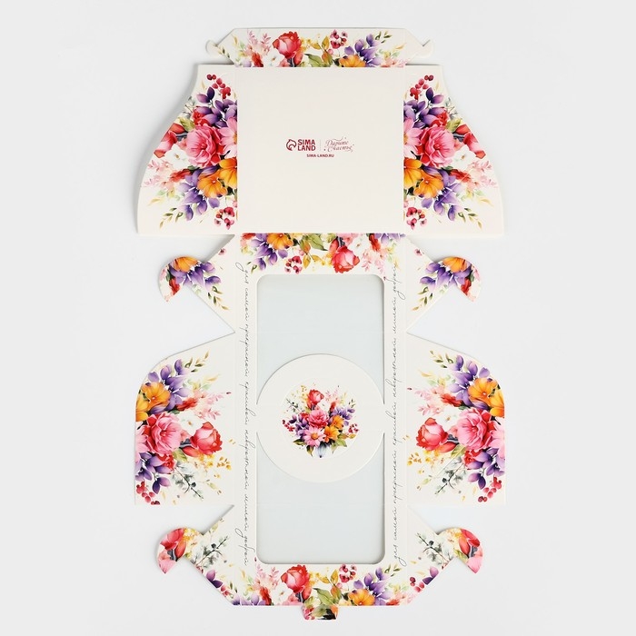 Коробка под бенто-торт с окном «Нежные цветы», 14 х 14 х 8 см Коробка под бенто-торт с окном «Нежные цветы», 14 х 14 х 8 см